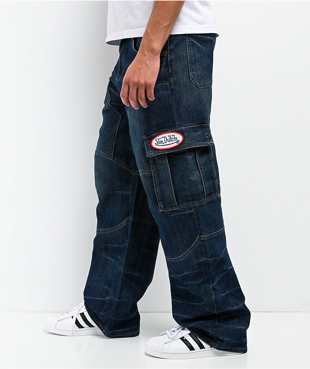 Von Dutch Hunter Blue Wash Cargo Jeans