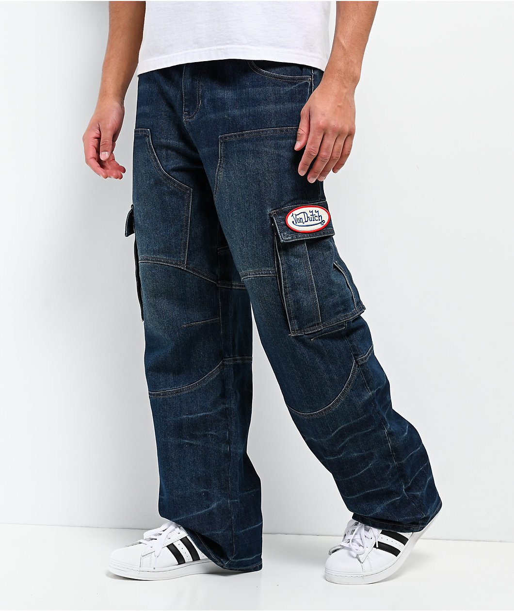 Von Dutch Hunter Blue Wash Cargo Jeans