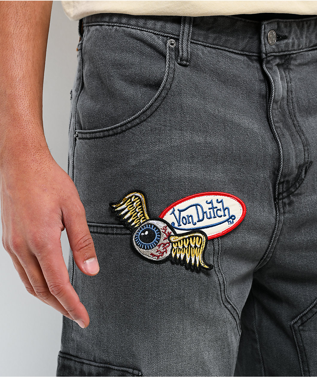 Von Dutch Hunter Grey Wash Cargo Jeans