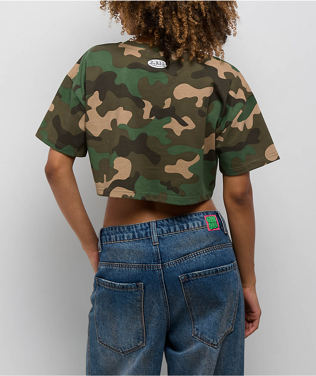 Von Dutch Logo Camo Crop T-Shirt
