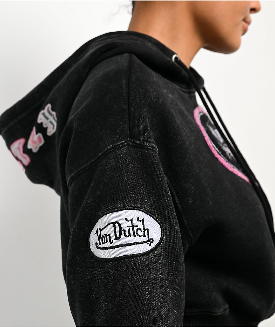 Von Dutch Mineral Black Crop Hoodie