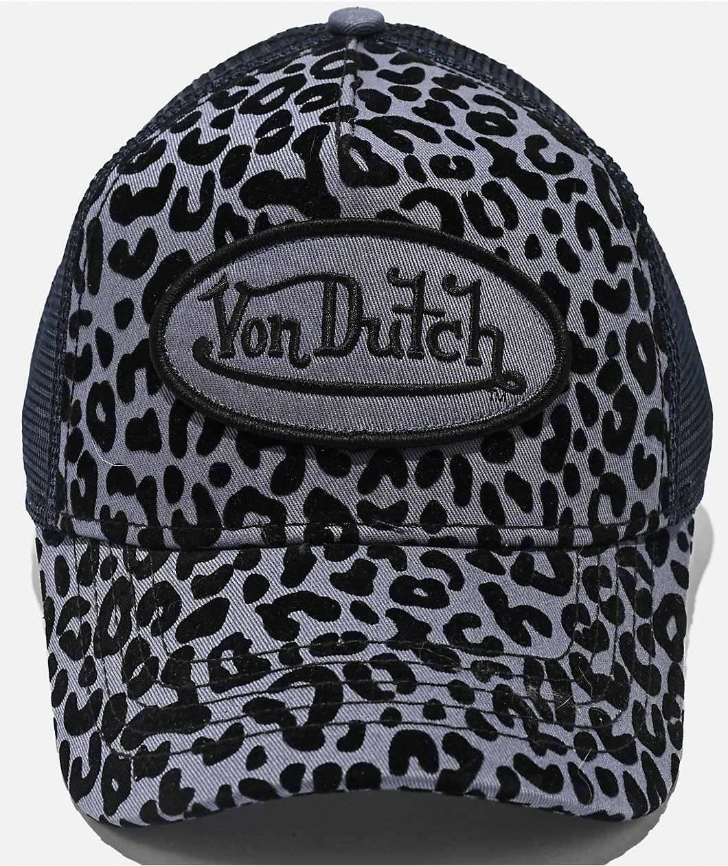 Von Dutch Navy Cheetah Flocked Trucker Hat