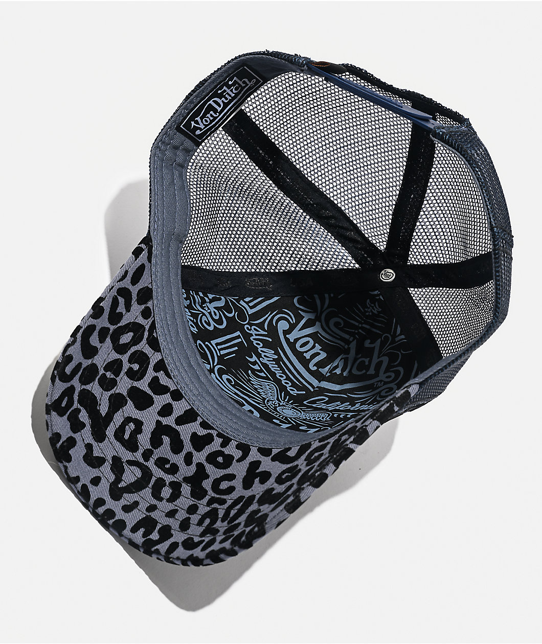 Von Dutch Navy Cheetah Flocked Trucker Hat