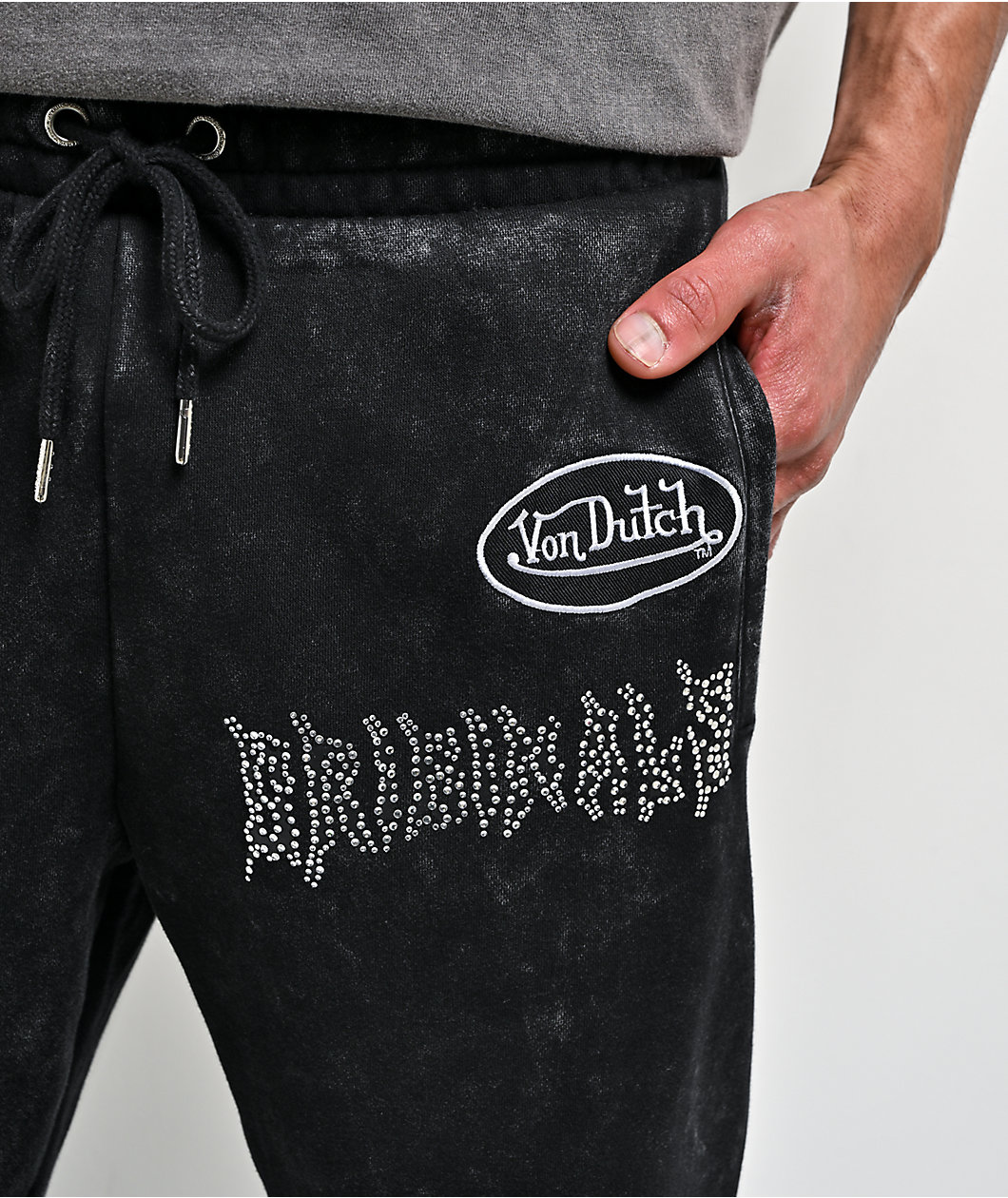 Von Dutch Originals Black Wash Flare Sweatpants