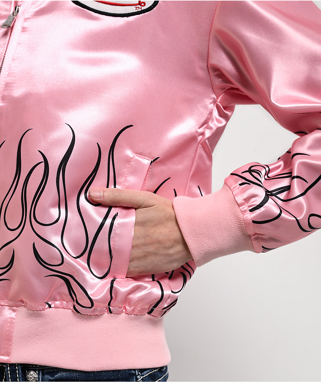 Von Dutch Pink Satin Bomber Jacket