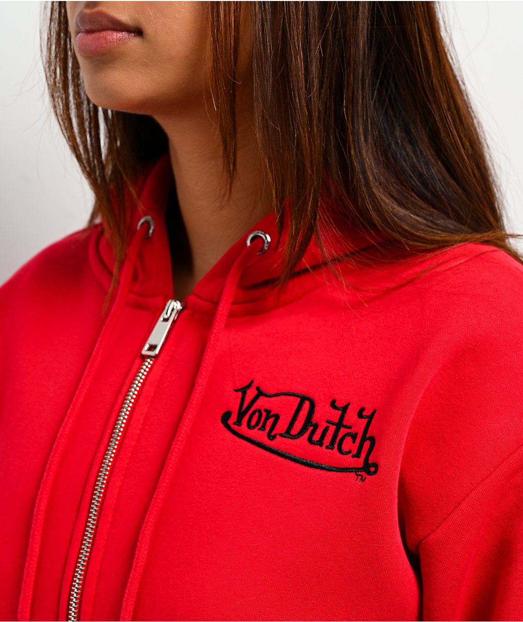 Von Dutch Red Zip Hoodie