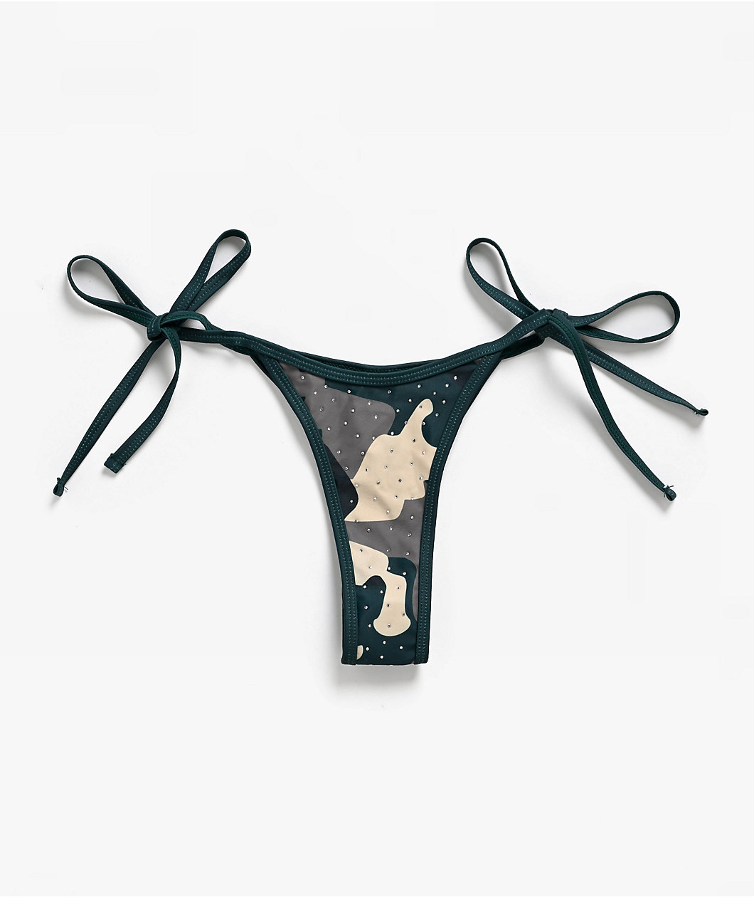 Von Dutch Rhinestone Camo High Leg Bikini Bottom