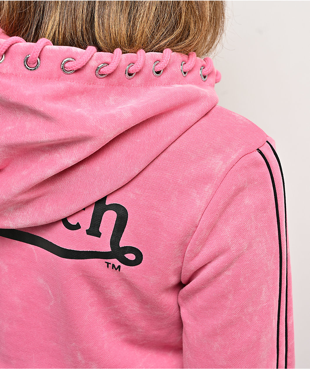 Von Dutch Rope Pink Wash Crop Zip Hoodie