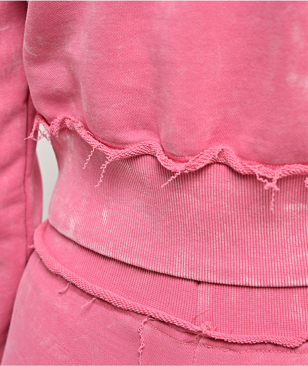 Von Dutch Rope Pink Wash Crop Zip Hoodie