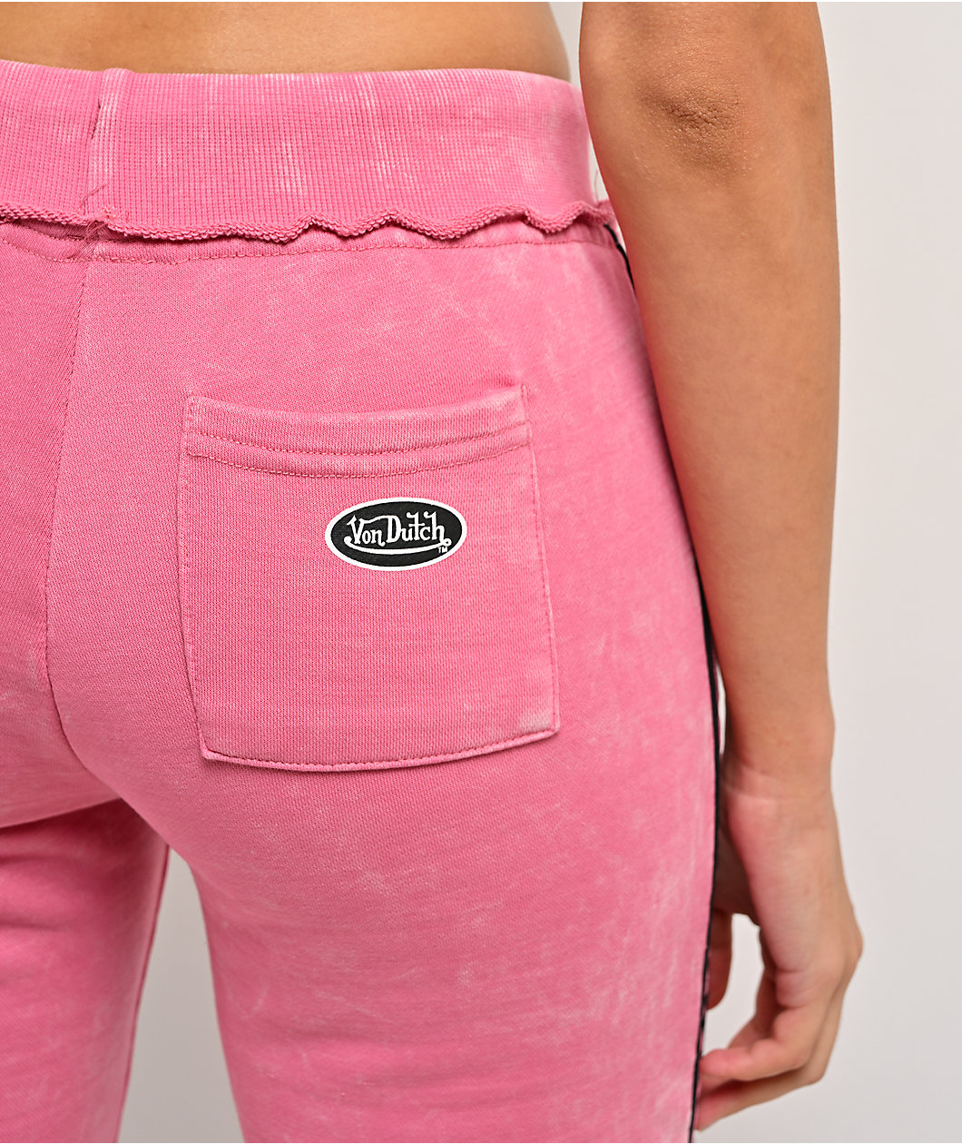 Von Dutch Rope Pink Wash Flare Sweatpants
