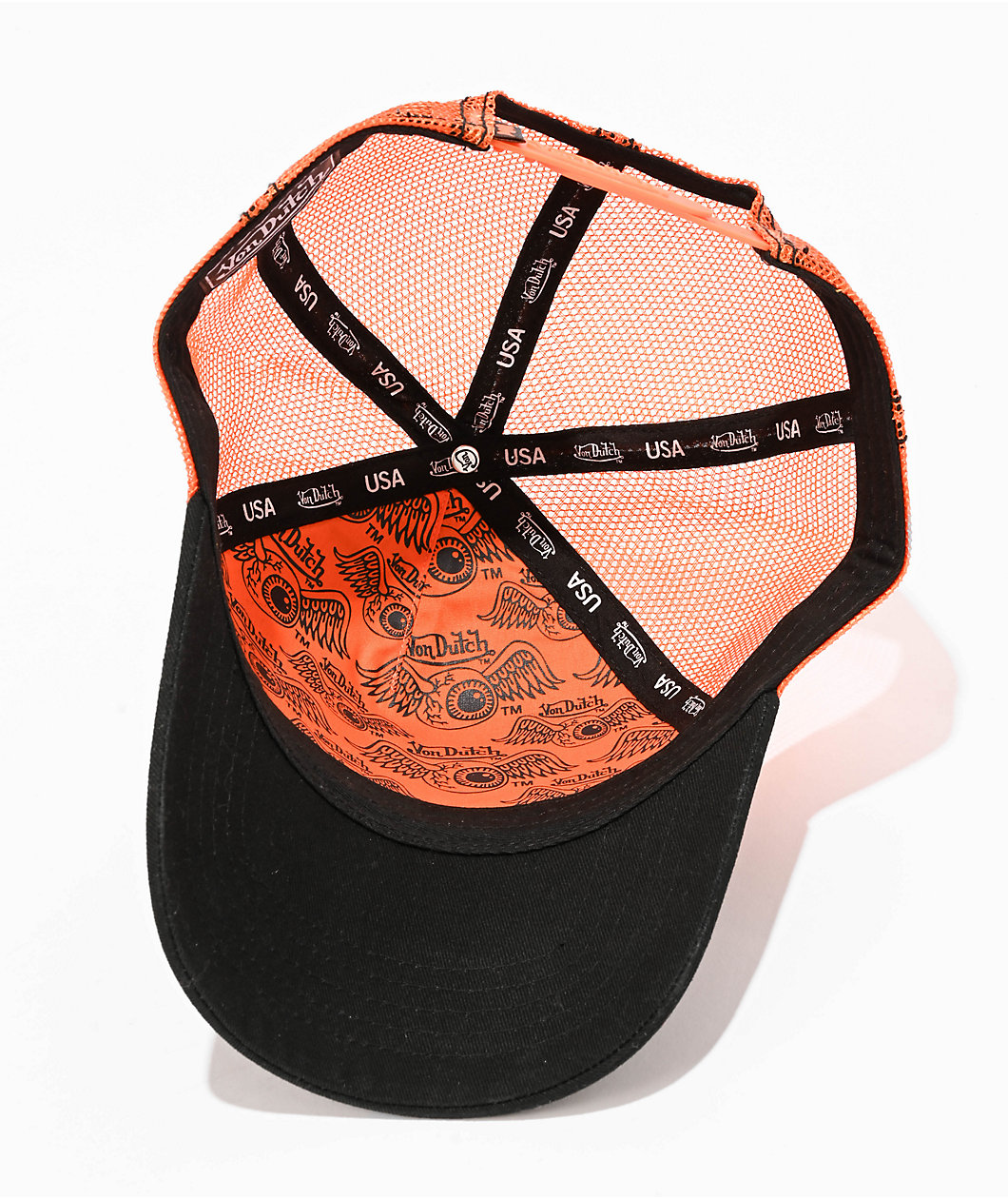 Von Dutch Staple Black & Orange Trucker Hat