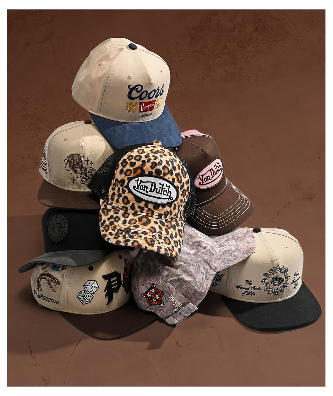 Von Dutch Staple Brown & Pink Trucker Hat