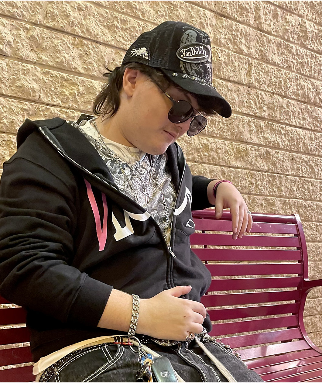 Von Dutch Studded Black Suede Trucker Hat