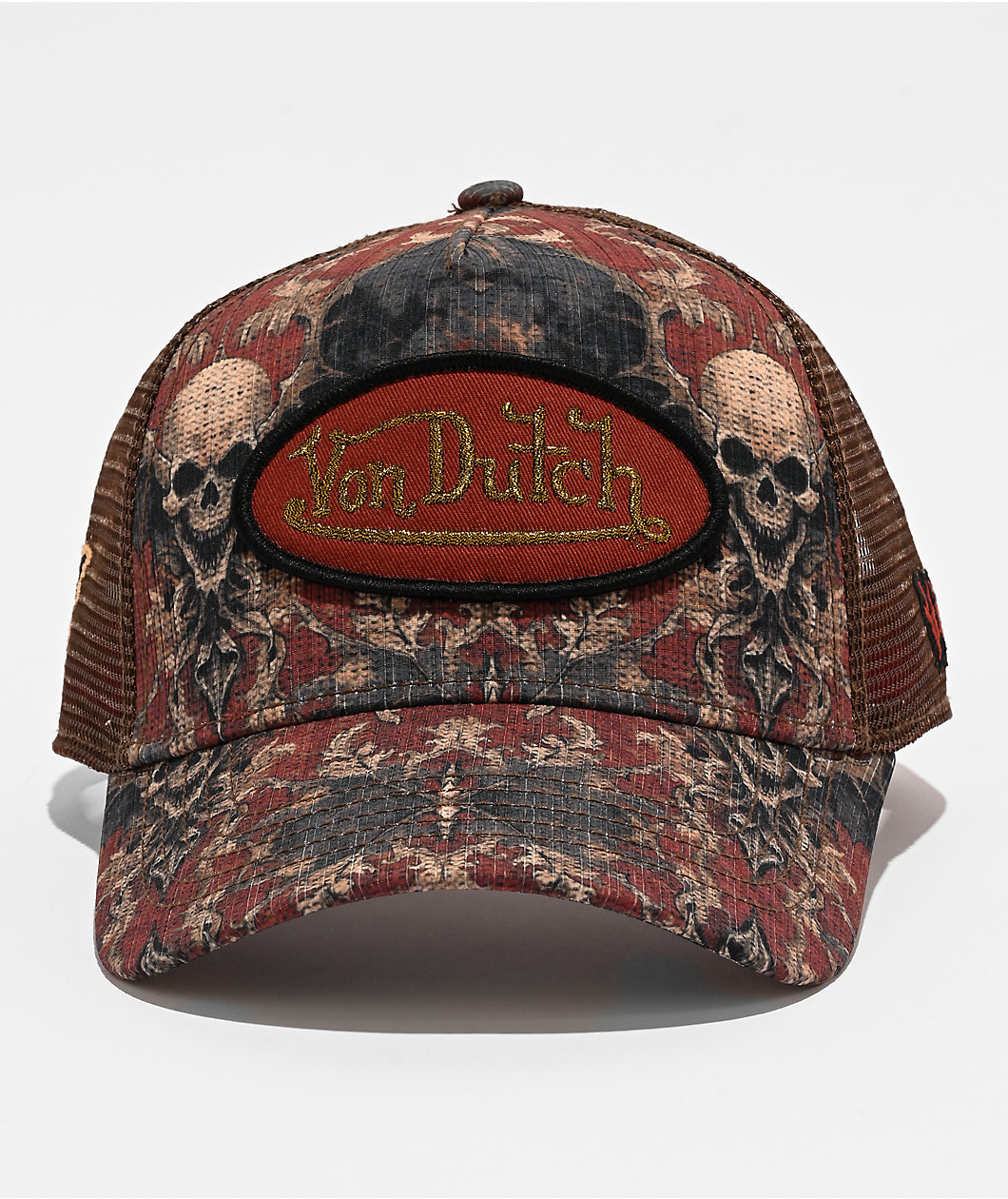 Von Dutch Tapestry Burgundy Trucker Hat