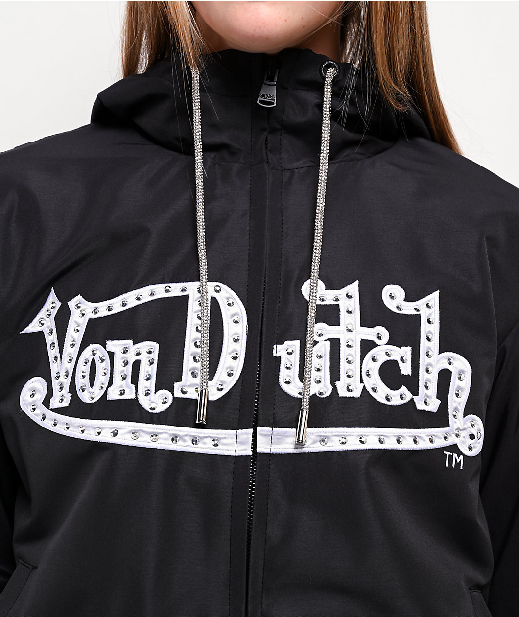 Von Dutch Taslon Crystal Black Windbreaker Zip Jacket