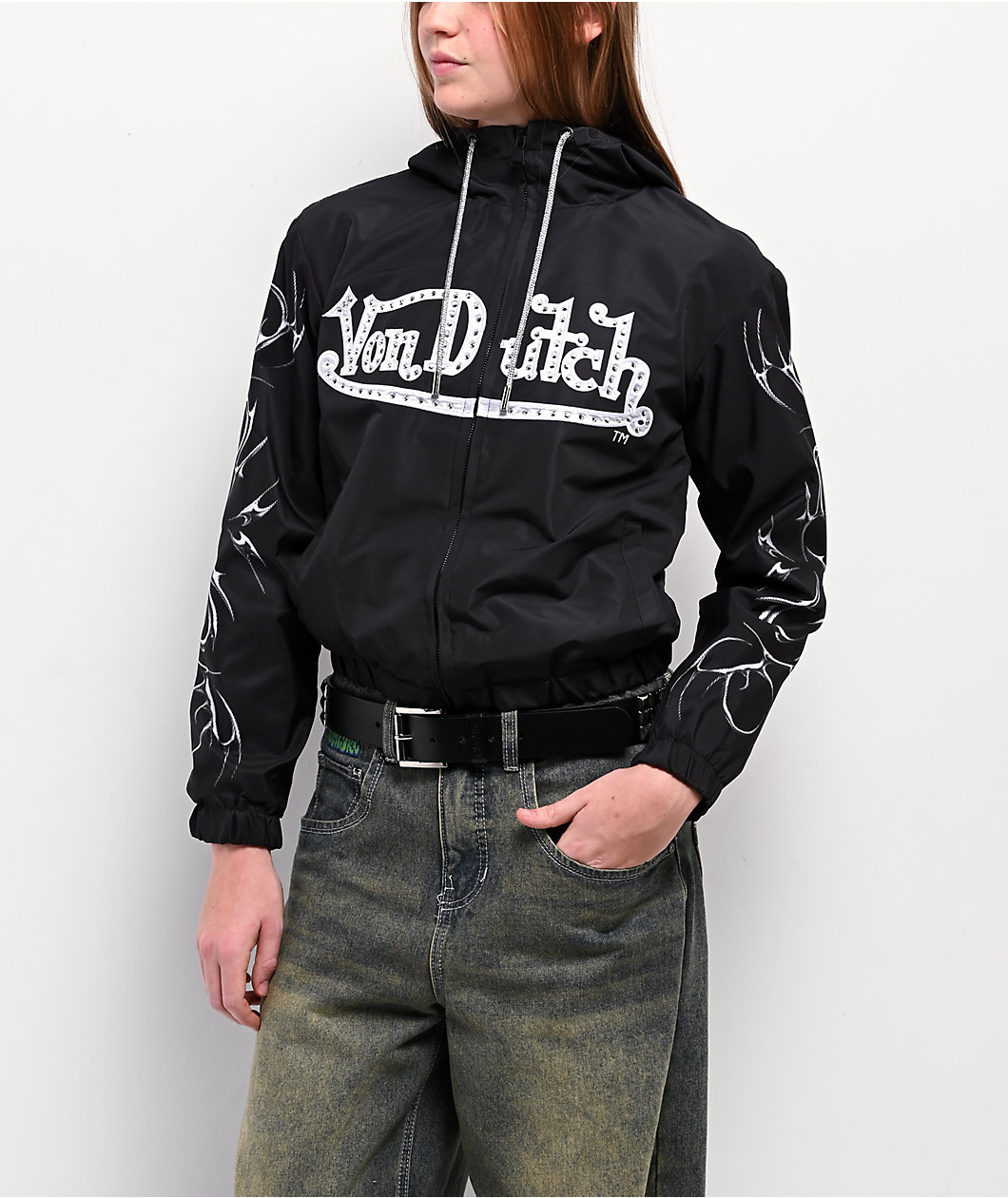 Von Dutch Taslon Crystal Black Windbreaker Zip Jacket