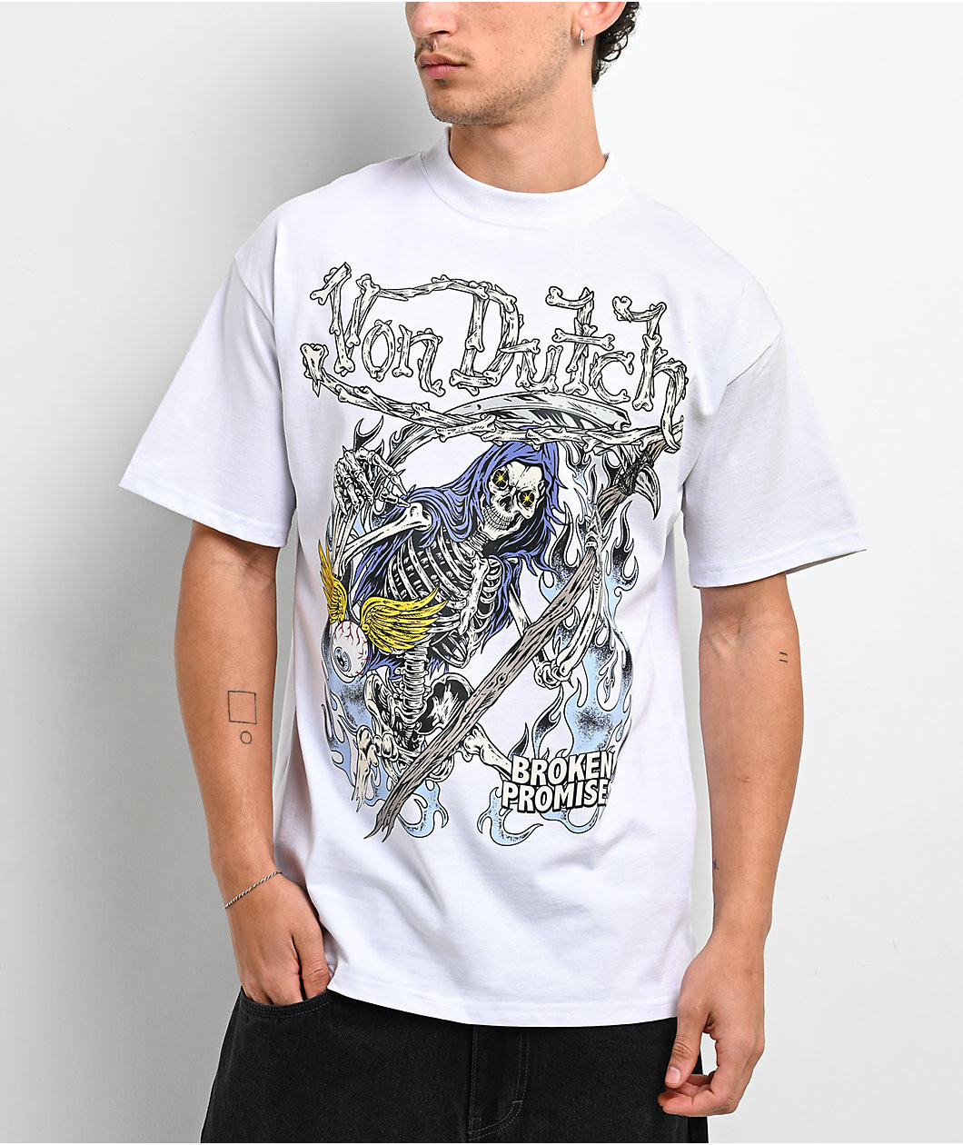 Von Dutch X Broken Promises Bare Bones White T-Shirt