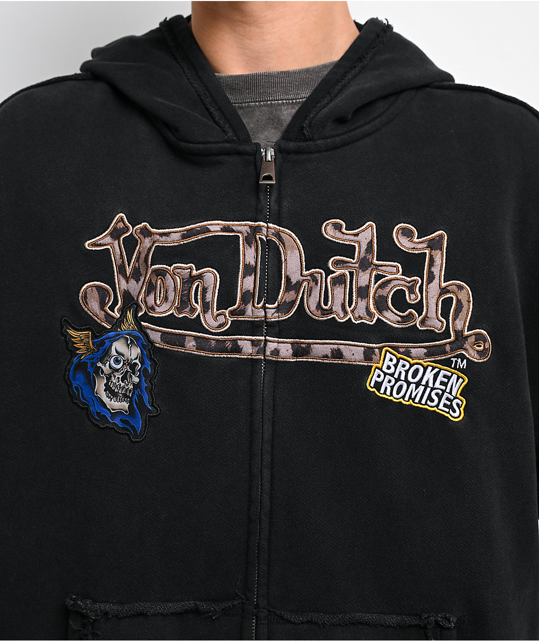 Von Dutch X Broken Promises Wild Ride Black Wash Zip Hoodie