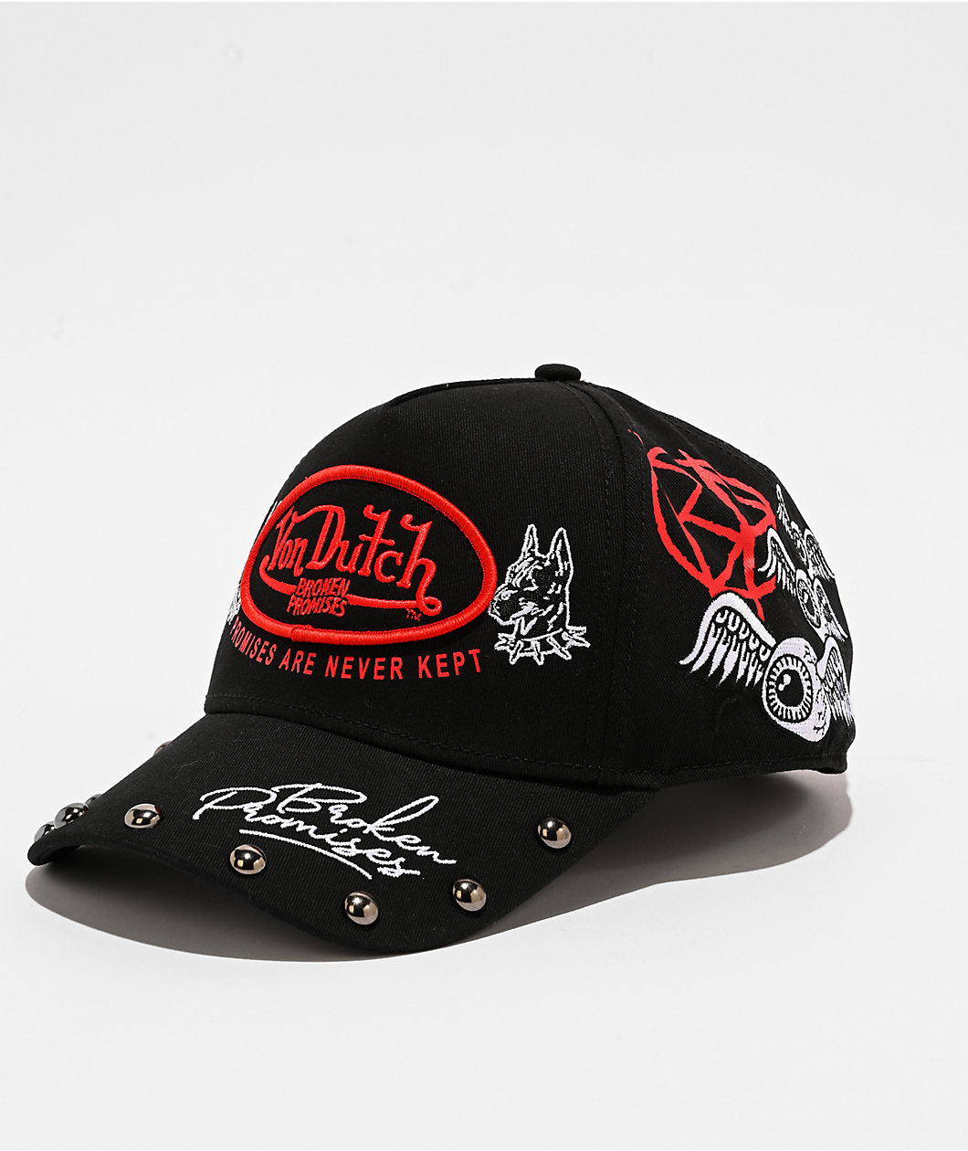 Von Dutch x Broken Promises Dog Studs Black Snapback Hat