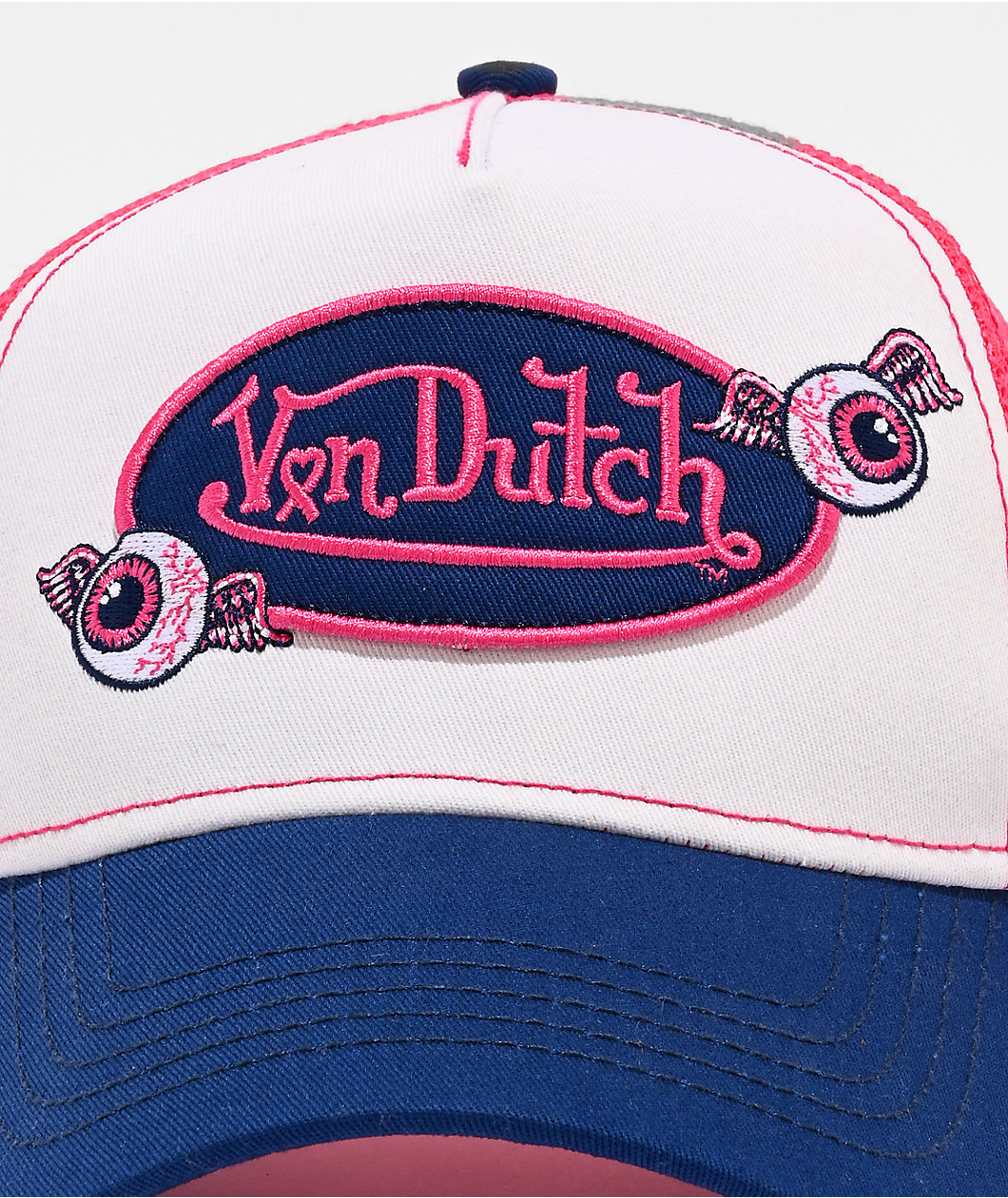 Von Dutch x Keep A Breast Foundation Pink, White & Blue Trucker Hat