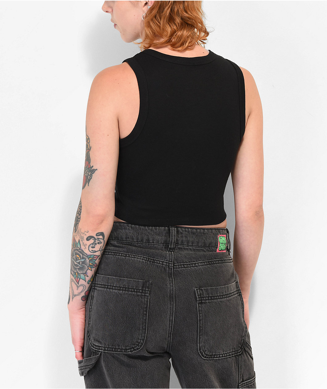 WHADAFUNK Eagle Black Crop Tank Top