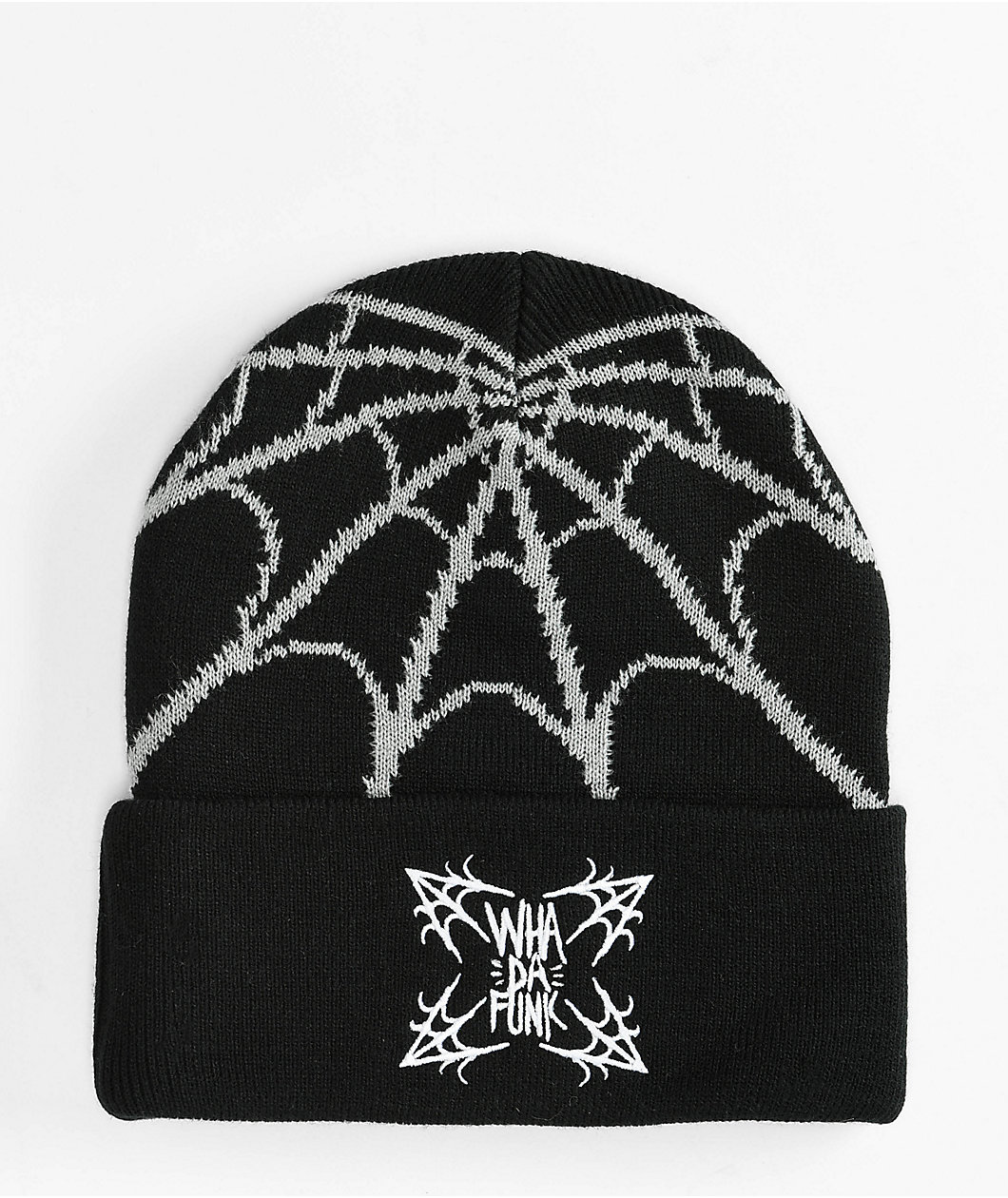 WHADAFUNK Webbed Black Beanie