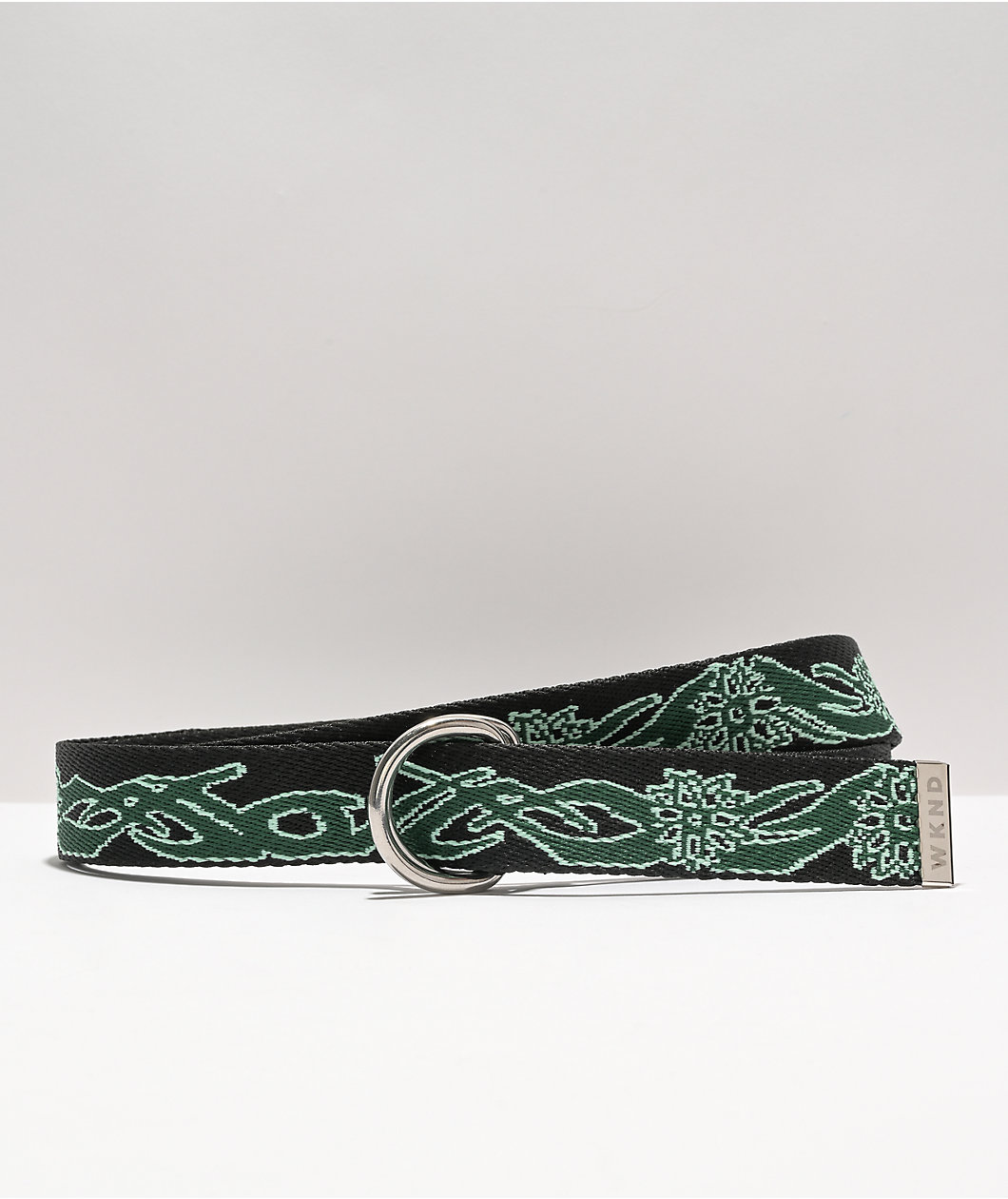 WKND Temple Black & Green D-Ring Web Belt