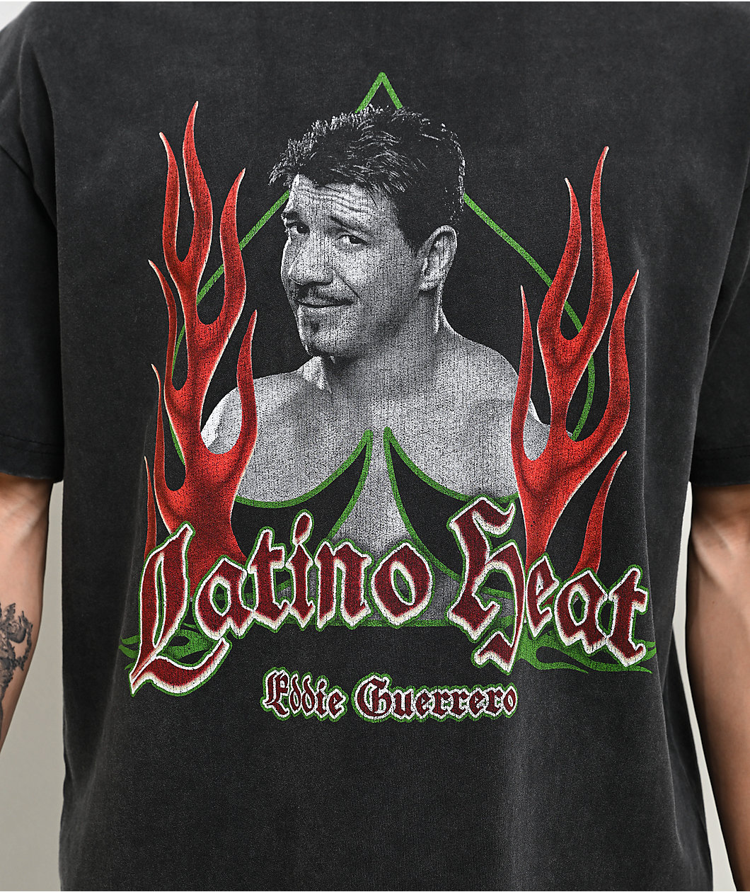 WWE Eddie Guerrero Flames Black Wash T-Shirt