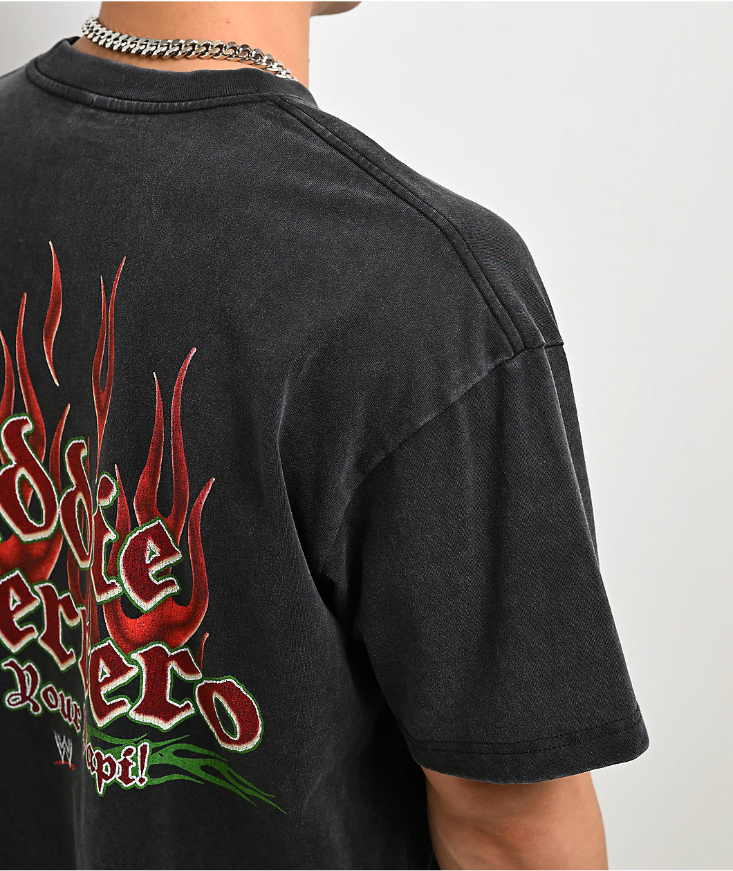WWE Eddie Guerrero Flames Black Wash T-Shirt