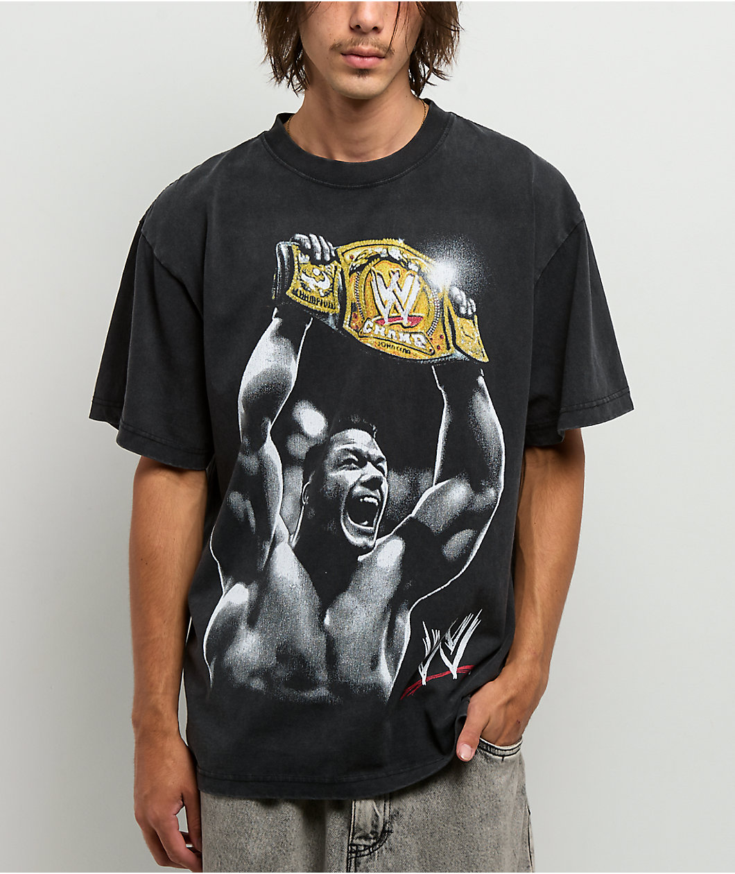 WWE John Cena Belt Black Wash T-Shirt