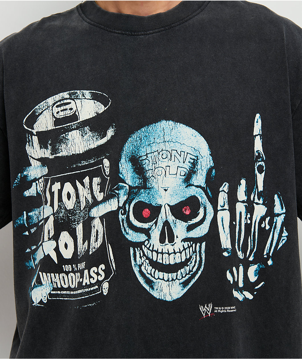 WWE Stone Cold Whoop Black Wash T-Shirt