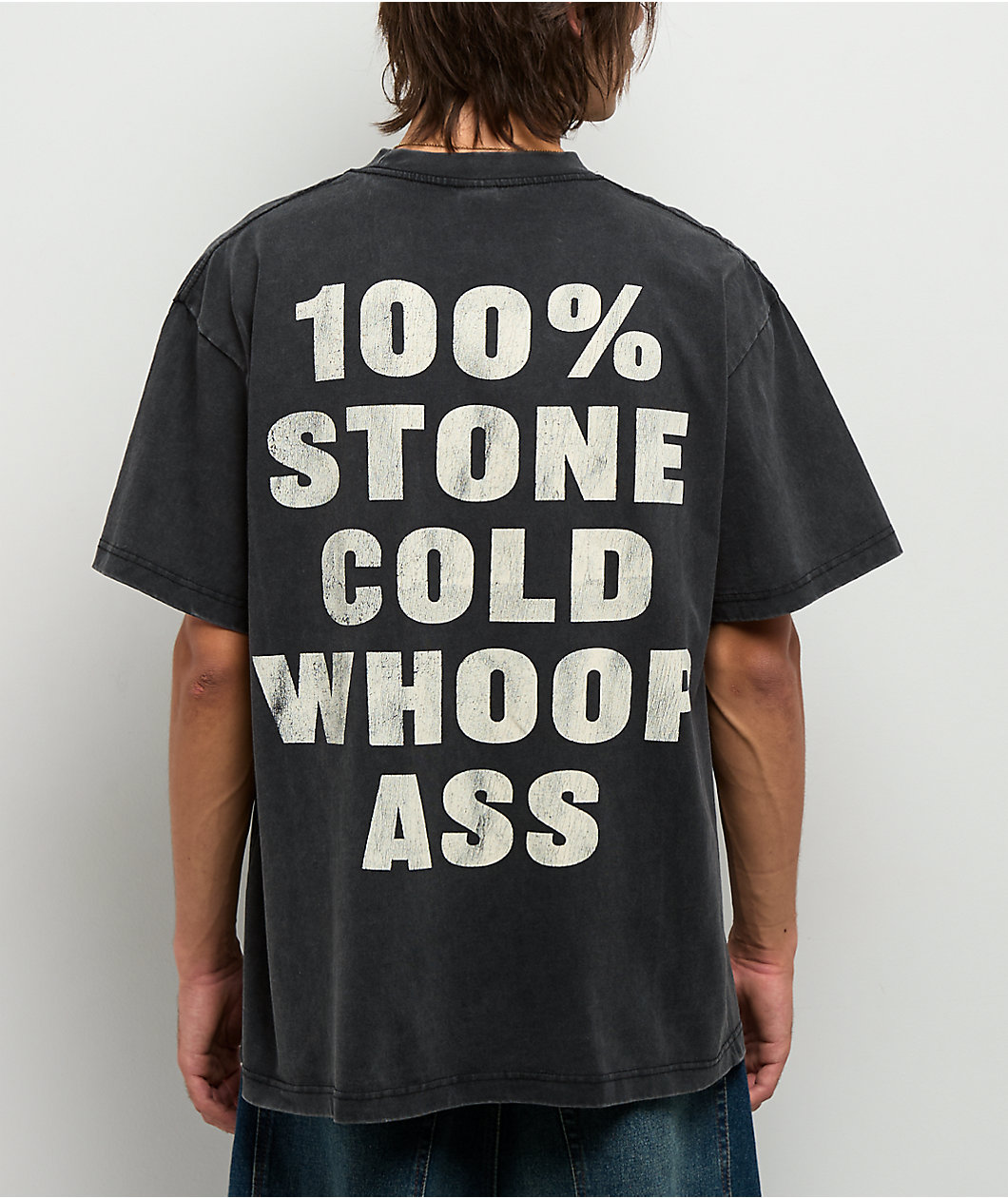 WWE Stone Cold Whoop Black Wash T-Shirt