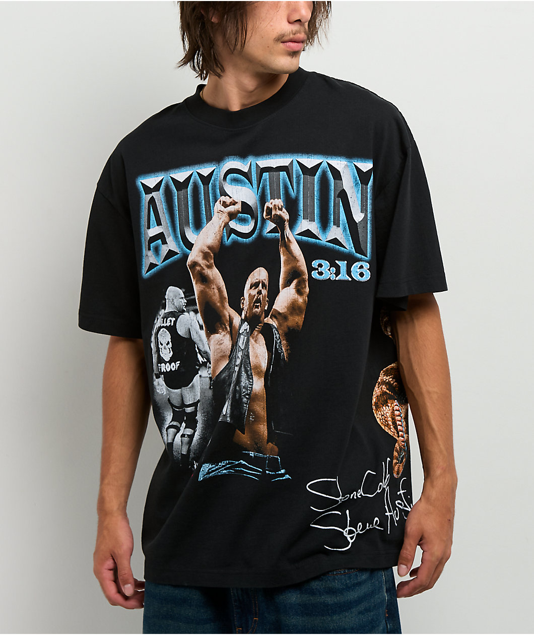 WWE Stone Cold Wrap Black T-Shirt