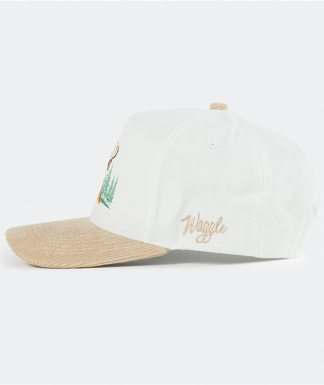 Waggle Whitetail White & Beige Snapback Hat