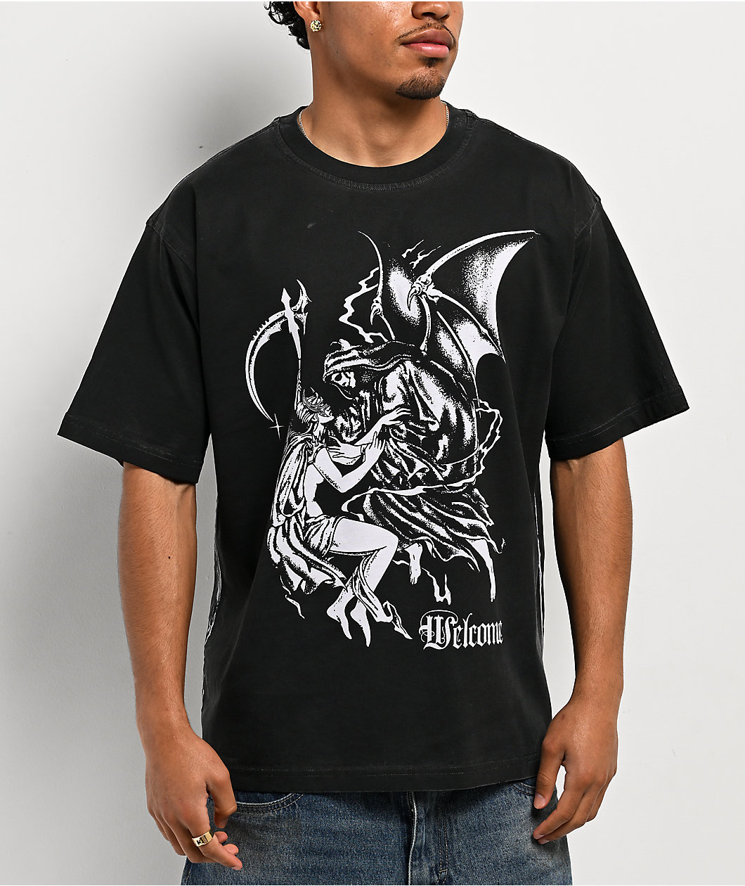 Welcome Archangel Black Wash Knit T-Shirt