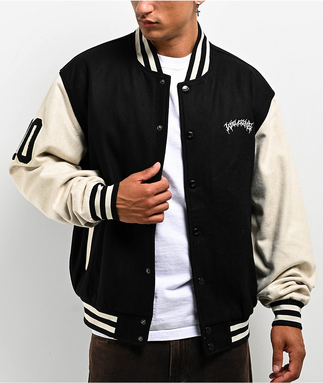 Welcome Barb Black & Bone Varsity Jacket