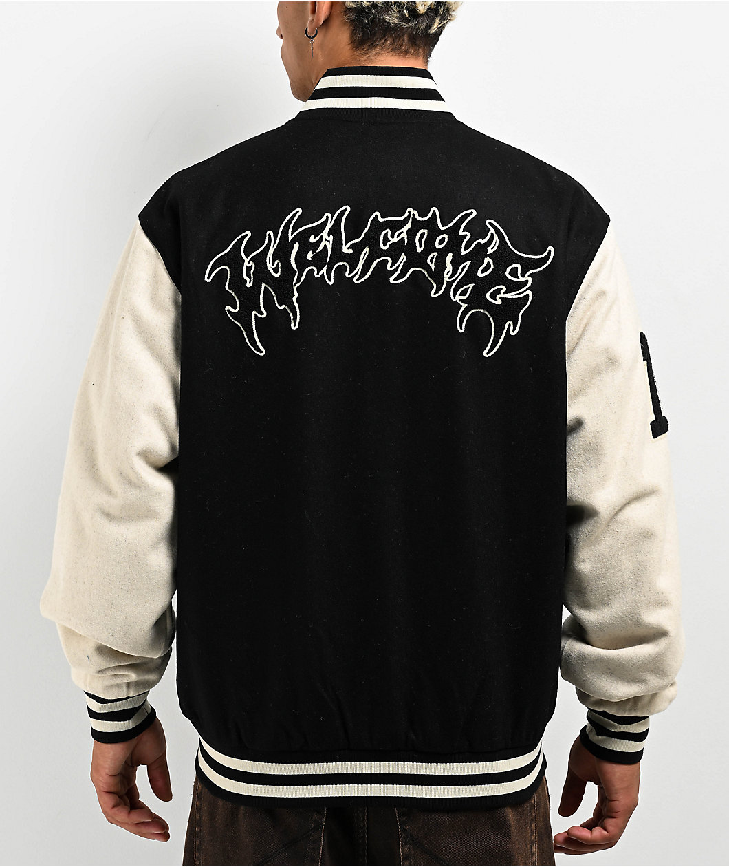 Welcome Barb Black & Bone Varsity Jacket