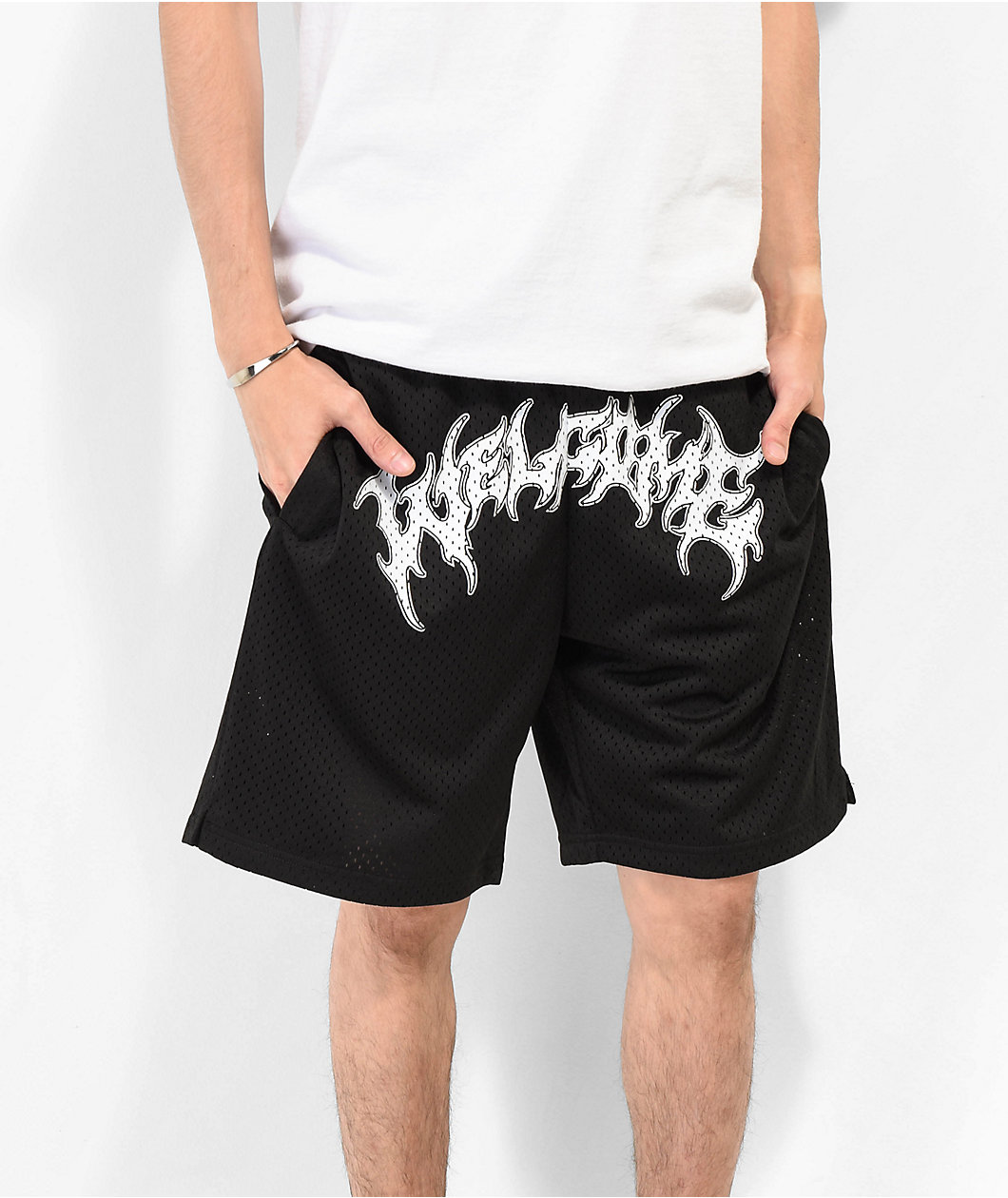 Welcome Barb Black Mesh Shorts