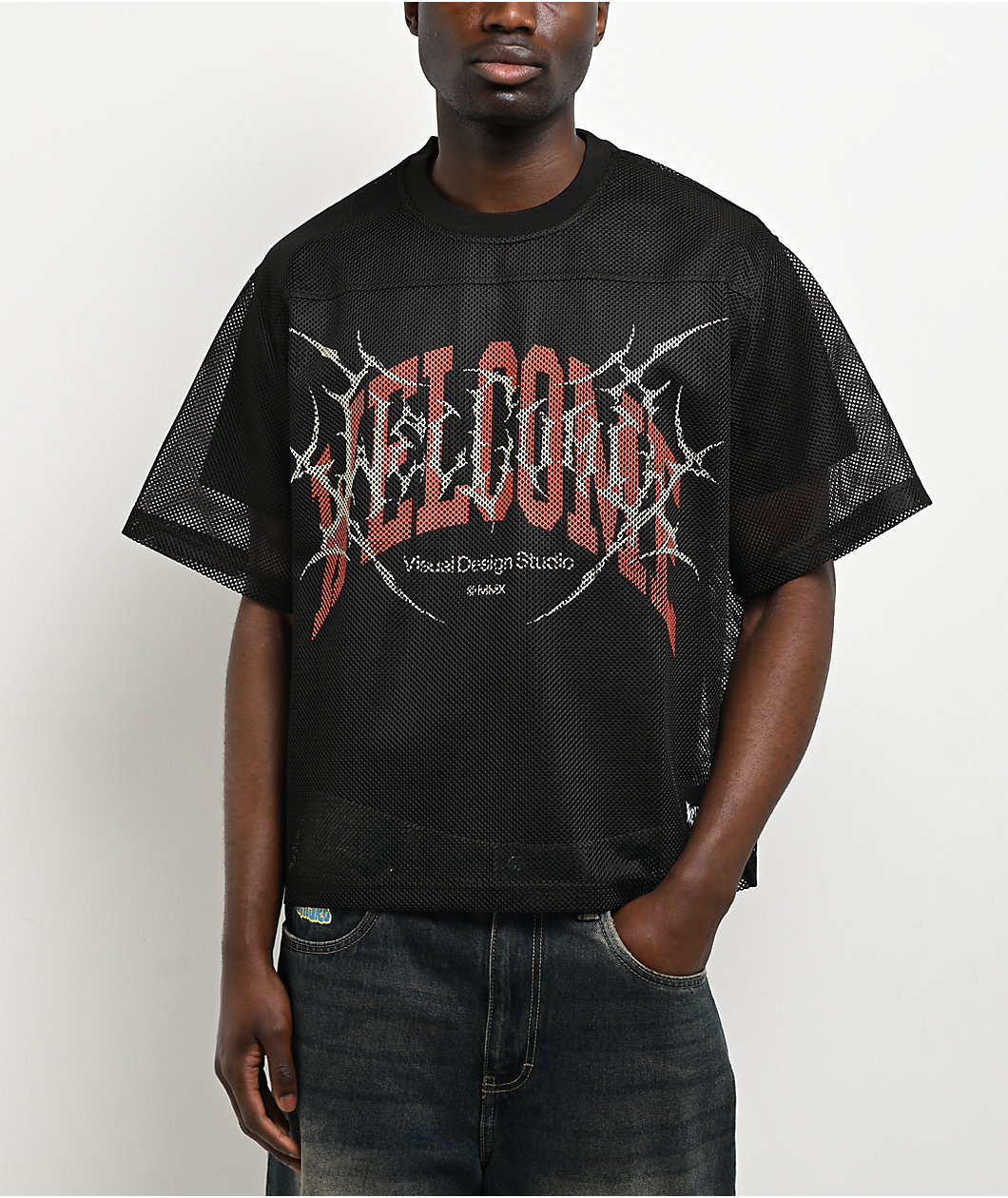 Welcome Black Mesh Football Jersey