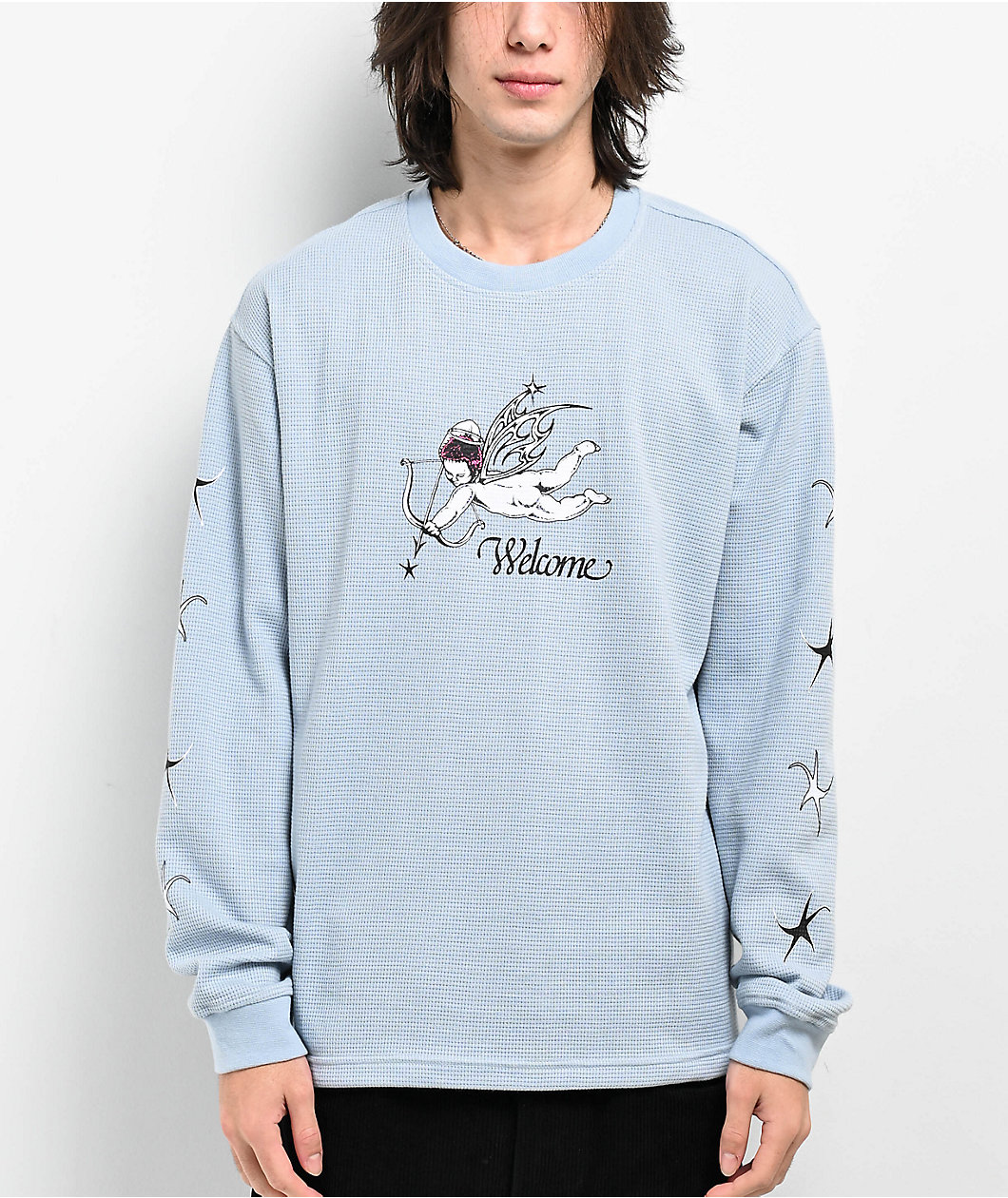 Welcome Cherub Light Blue Thermal Long Sleeve T-Shirt