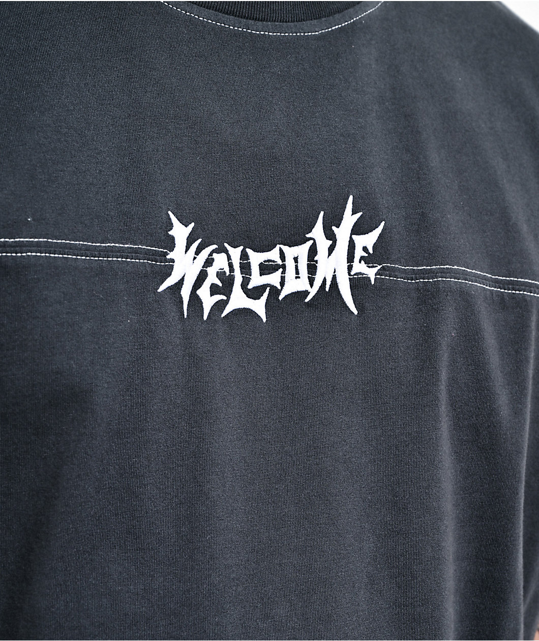 Welcome Contrast Black T-Shirt