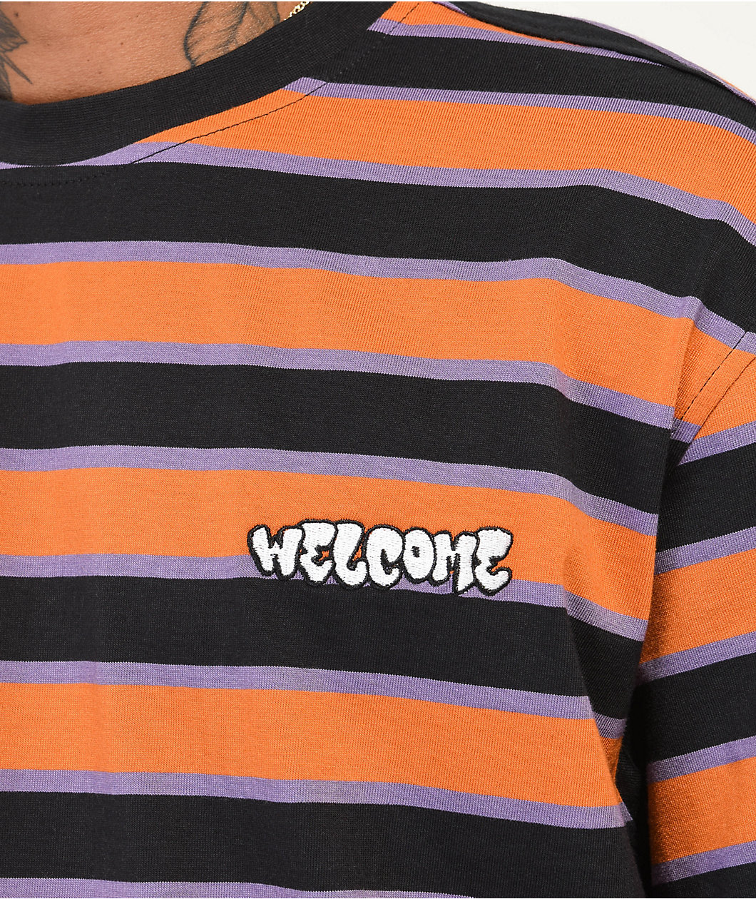 Welcome Cooper Black, Purple, & Orange Stripe T-Shirt