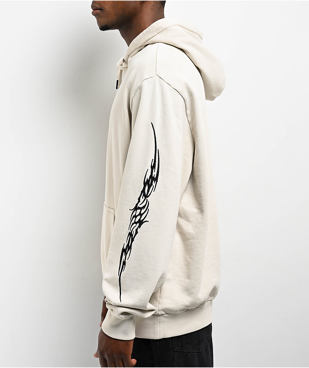 Welcome Cyber Embroidered Bone Hoodie