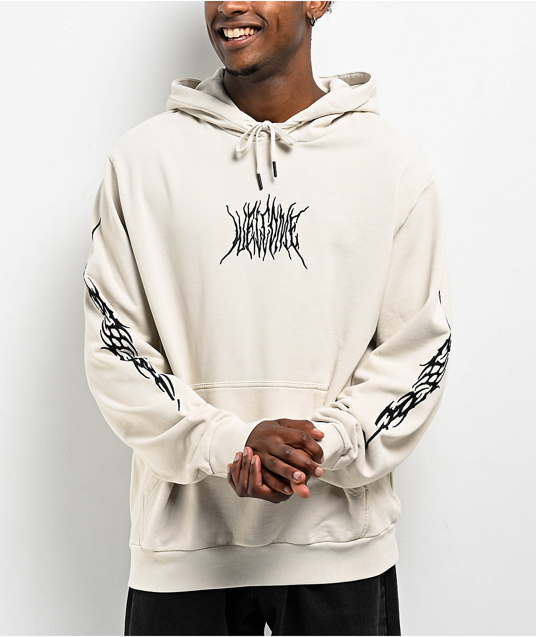 Welcome Cyber Embroidered Bone Hoodie