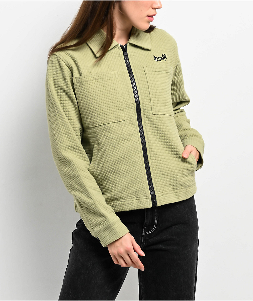 Welcome Fever Green Long Sleeve Zip Thermal Jacket