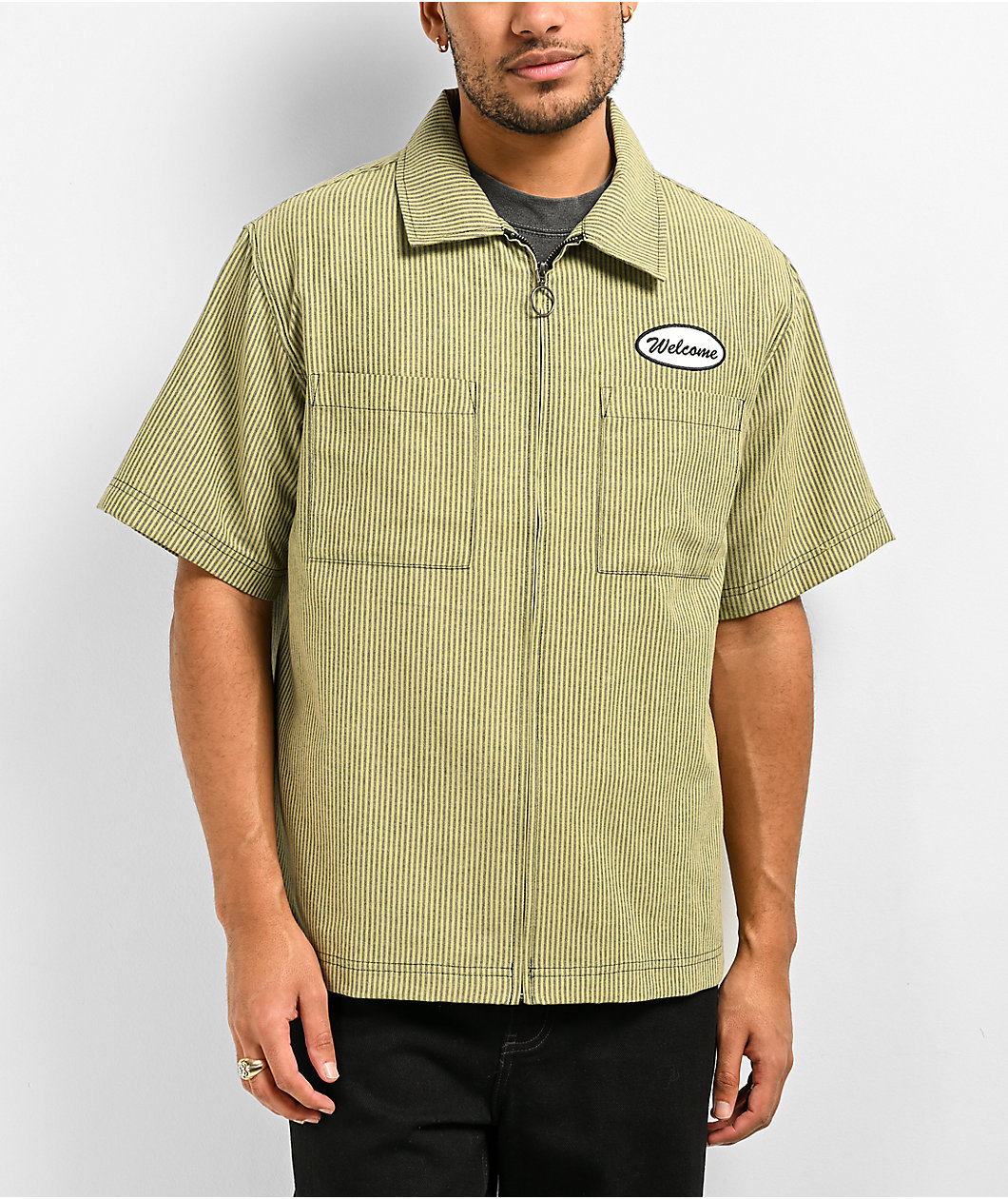 Welcome Garage Cedar Green Stripe Work Shirt