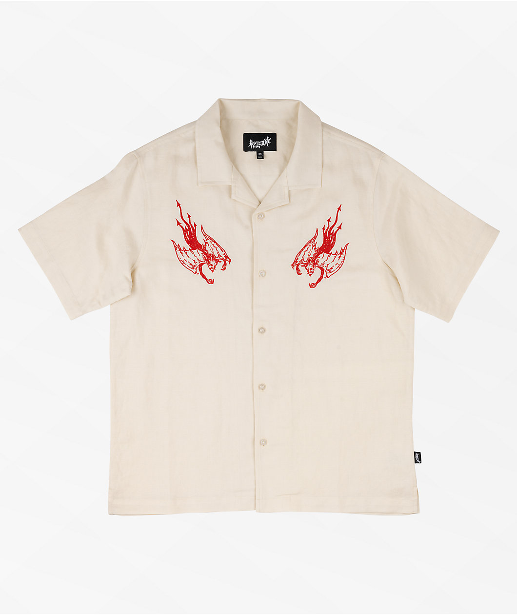 Welcome Hellion Bone Short Sleeve Button Up Shirt