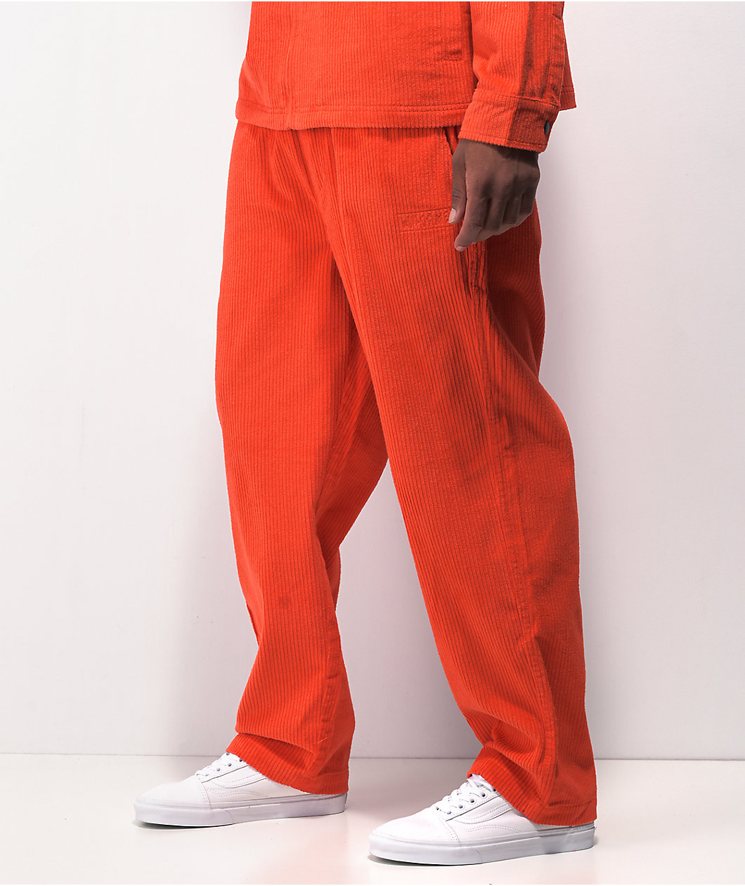 Welcome Hydra Pumpkin Neon Red Elastic Waist Corduroy Pants