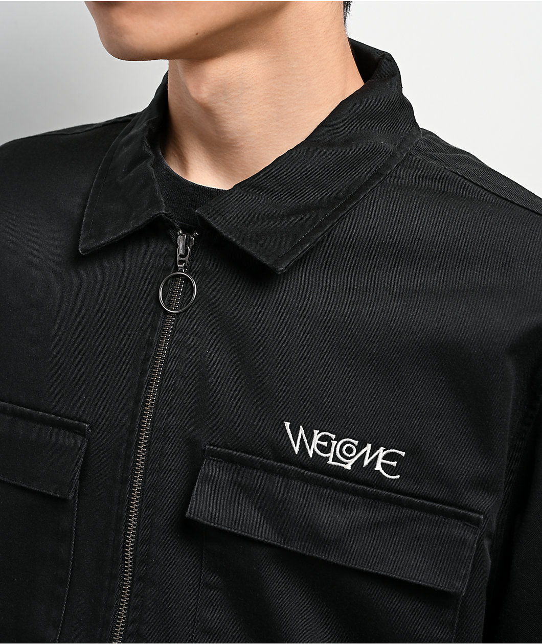 Welcome Paladin Black Long Sleeve Zip Work Shirt