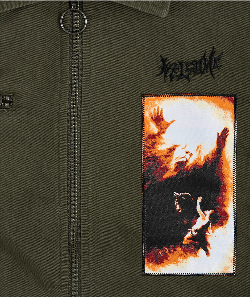 Welcome Smite Olive Long Sleeve Zip Work Shirt